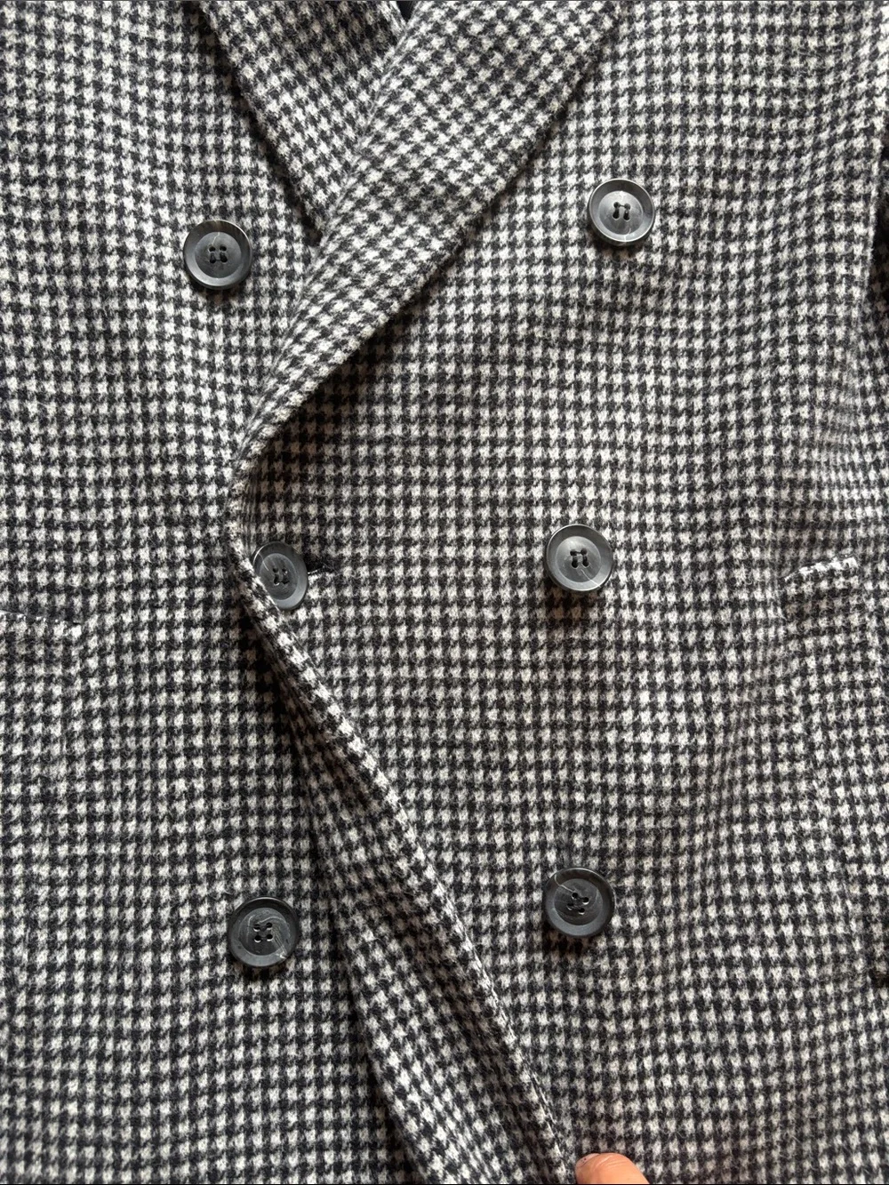 Zara Double-Breasted Houndstooth Pea Coat - Black & White - Picture 9 of 14